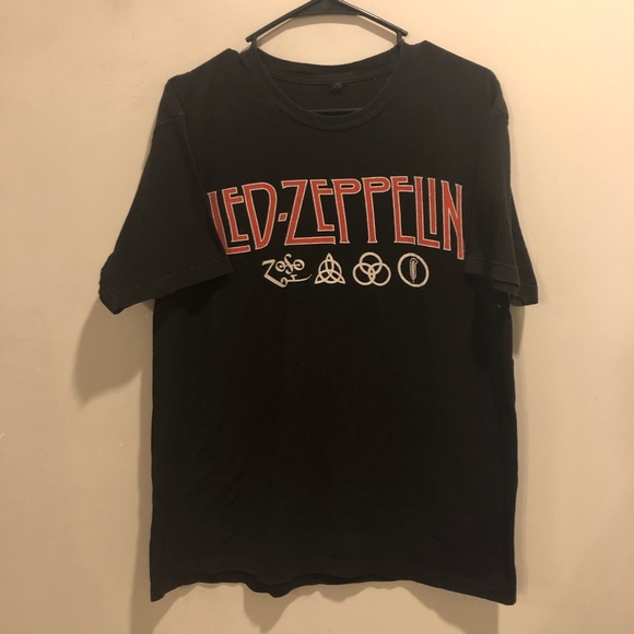 Tultex Other - Led Zeppelin band t shirt graphic tee black red